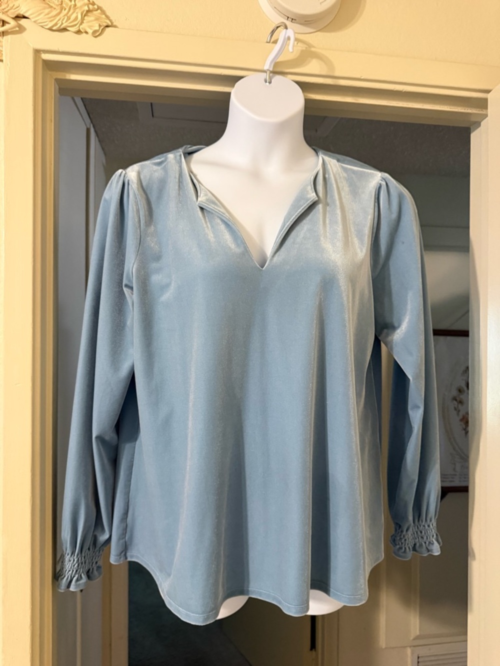 Lands' End Soft Blue V-Neck Long-Sleeve Tunic